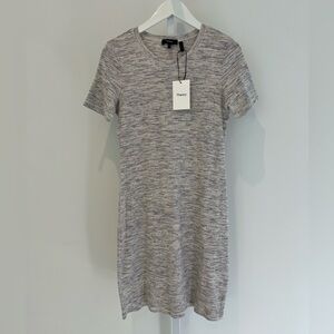 THEORY LIGHT DENIM MELANGE COTTON RIB KNIT DRESS SIZE M NWTS!